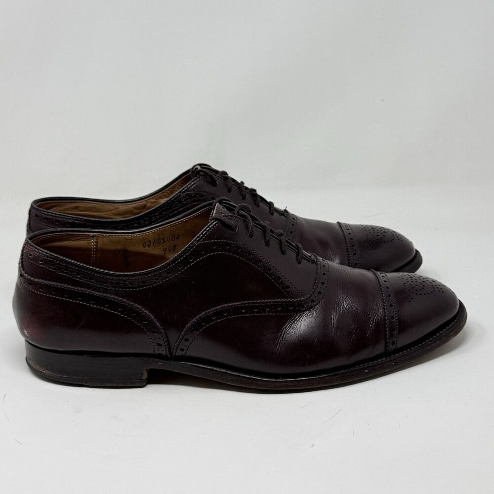 Alden 908 Medallion Perforated Tip Oxfords Shoes Mens 11.5 D / B Burgundy FLAWS